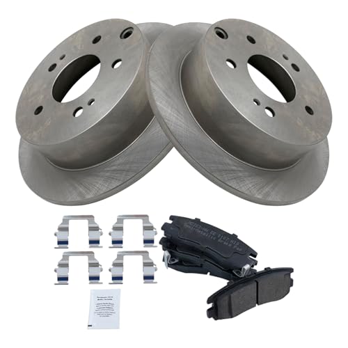 Image of TRQ Rear Brake Pad and Rotor Set Semi Metallic | For 2006-2012 Mitsubishi Eclipse 2004-2012 Galant