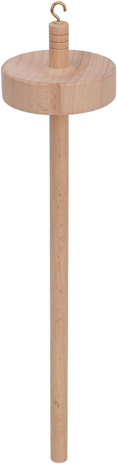 Wooden Drop Spindle Top Whorl, Hand Carved Yarn Spinner, Beechwood Spinning Wheel for Knitting and Crocheting, Portable Yarn Making Tool with Notched Shaft for Beginners and Expert