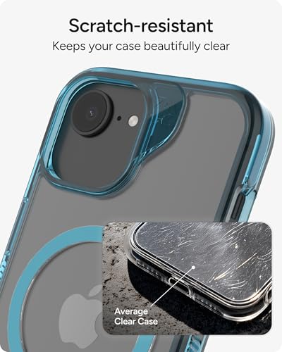 Image of ZAGG Santa Cruz Snap Case for iPhone 17e / 16e / 15 /14 / 13 - Slim, 13ft Drop Protection, Wireless Charging Compatible, Graphene Strength, 70% Recycled Material, Anti-Scratch, Clear, Retro Blue