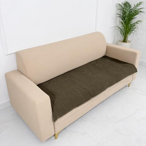 Image of Homerz Premium Petal Charm Sofa Cover | Embossed Floral Pattern | Soft Touch, Anti-Dust & Easy Wash Fabric Cloth, Washable and Durable (Brown, 6(3+2+1) Seater, Only Seat Cover)