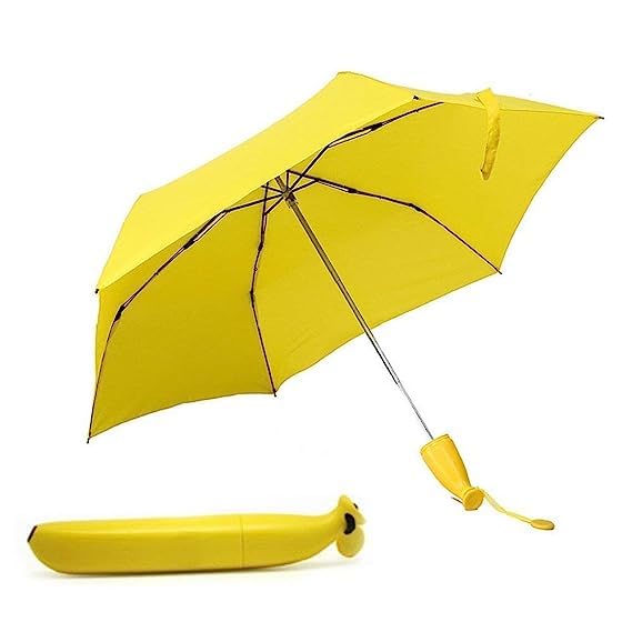 Krishang International Yellow Banana Shape Foldable & Portable Umbrella for Women Multi Color (Pack of 1)