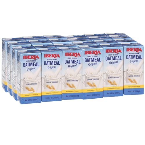 Iberia Oatmeal Drink, Ready-to-Drink, Shelf Stable, Good Source of Calcium, Original Oatmeal Smoothie 6.8 fl oz Single Serve Pack (Pack of 24)