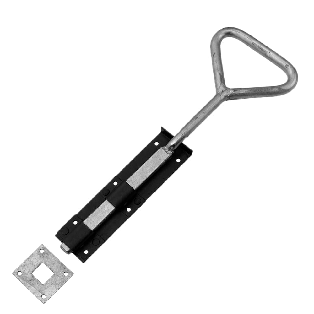 SCORPIO HARDWARE® Garage Gate Drop Bolt, Bow Handle Bolt, Monkey Tail Bolt, Garage Bolt with Closed Keep, Cane Type to Secure Large Gates (Black, Bow Handle Bolt - 12")