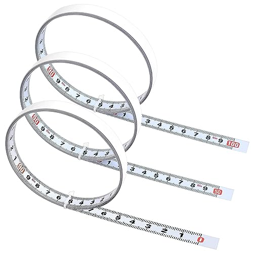 Pack of 3 Self-Adhesive Tape Measure, 1M Metric Scale Miter Track Tape 1 x Left to Right, 1 x Right to Left, 1 x Centred Steel Ruler for Measuring Workbenches