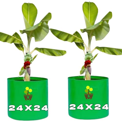 Image of MASHKI HDPE Grow Bags for Home, Terrace & Balcony Gardening - Big Size Vegetable Plant Grow Bags (15x15, 18 inchx18 inch & 24 inchx24 inch - Heavy Duty, UV Stabilized) (2, 24x24 Inches)