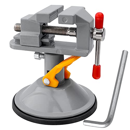 Treki Mini Tornillo de Banco Mesa Abrazadera de Tornillo Bancos de Trabajo Prensa de Taladro con Base Giratoria de 360 Grados Pequeño Mesa Vice para Reparación de DIY Escultura Artesanía Joyería