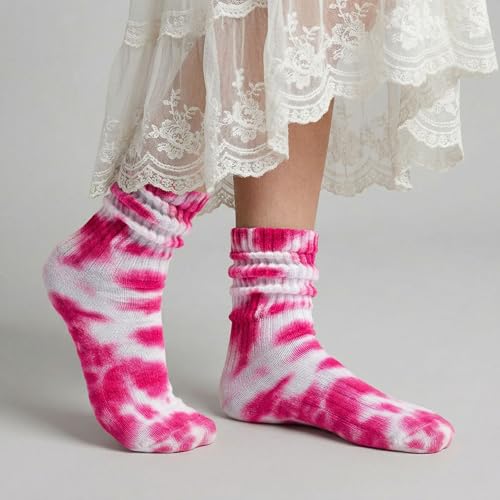 Image of COUVER Womens Scrunched Slouch Socks Soft Cotton Breathable Retro Crew or Knee High, Multiple Colors