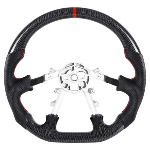 LOSCHEN Carbon Fiber Steering Wheel for Chevrolet Corvette C5 1997-2004, Nappa Perforated Leather, D-shaped Flat-bottom Steering Wheel, Real Carbon Fiber