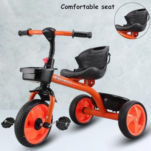 Image of Maanit Kids Tricycle with Rear & Front Basket | Comfortable Cushioned Seat with Safety Belt | Baby Trike for Boys & Girls Ages 2 to 4 Years | Sturdy & Safe Tricycle