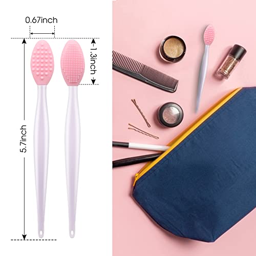 YOUKOOL Lip Scrub Brush,Lip Scrubber Exfoliator,Double-Sided Silicone Exfoliating Tool,Gentle Lip Exfoliator Scrubber Brush for Smooth,Soft,Bright,and Healthy Lips(3 PCS)