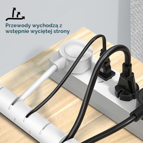 shinfly 20m Zestaw tulei kablowej, 2 x 10 m, biały, osłona kabla do przechowywania z 1 klips prowadnicy kabla, ochrona osłony kabla do TV/PC/biurka