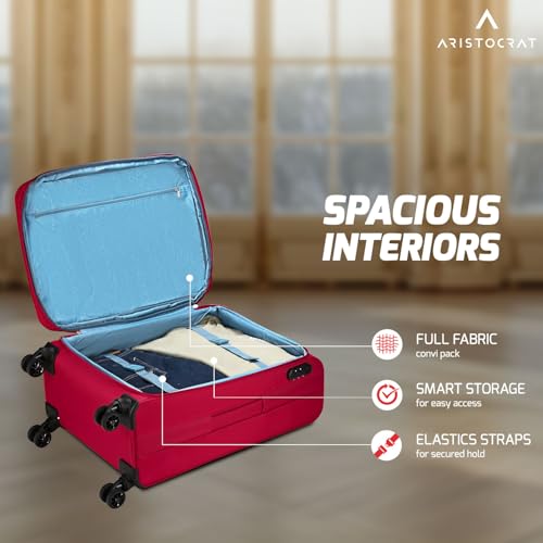 Image of Aristocrat Duralite Cabin Trolley Bag, 55Cm | Combination Lock | 8 Wheels | 3 Years International Warranty | Red