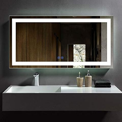 DP Home LED Bathroom Mirror with Lights, Anti Fog Dimmable, Vertical/Horizontal Mount, Modern Wall Mirror with Lights, 48 x 24 in E-CK010-E Wall Mounted Makeup LED Vanity Mirror Cover