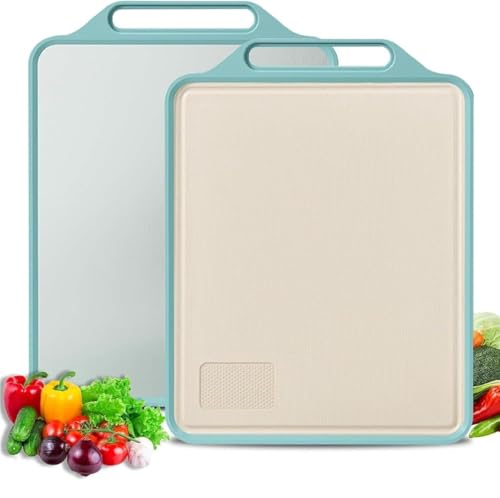 Image of Dual-Sided Stainless Steel Chopping Board | Large 40x30 cm Heavy-Duty Titanium Cutting Board for Kitchen | Non-Slip, Hygienic & Toxic-Free Vegetable and Meat Cutting Board