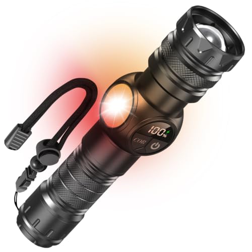 Eopora High Power Rechargeable Torch Light, Long Range 2KM Beam, IP67 Waterproof LED Flashlight with 9 Light Modes, Adjustable Portable Torchlight for