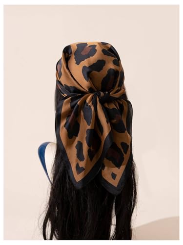 WDIRARA Women's Leopard Graphic Head Scarf Satin Large Square Bandana Sleeping Wraps3