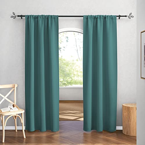 RYB HOME Blackout Curtains 84 inches Long 2 Panels Set for Living Room, Thermal Insulating Privacy Curtains & Drapes for Doorway Temporary Door Alternative Accordion Door, W 42 x L 84, Teal