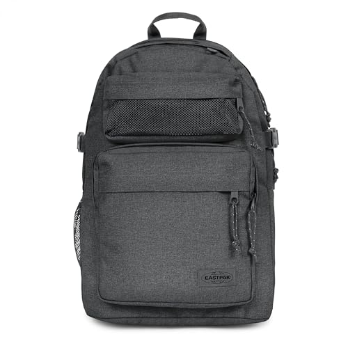 EASTPAK Double Pro – 32L Performance Backpack with 16' Laptop Sleeve, Dual Compartments, Security Pocket, Bottle Holder & Organizer, Black Denim