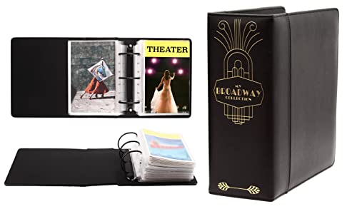 2Fold Binder for Holding Broadway Play Program and Theater Programs with 30 Custom Sheet Protectors - PU Leather - Fits Programs from Mid 1980s to Modern (Black/Gold Foil)