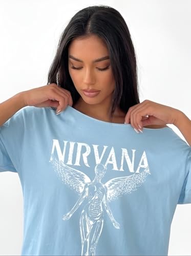 Image of SXV STYLE SOL Women Summer Loose Asymmetrical Neck Cocktail Fruit Orange Y2K Graphic Oversized T-Shirt
