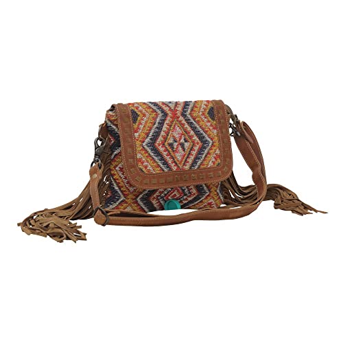 Myra Bag Western Canvas Crossbody Handbag for Women - Upcycled Leather Boho Shoulder Bag Olive Cubes2