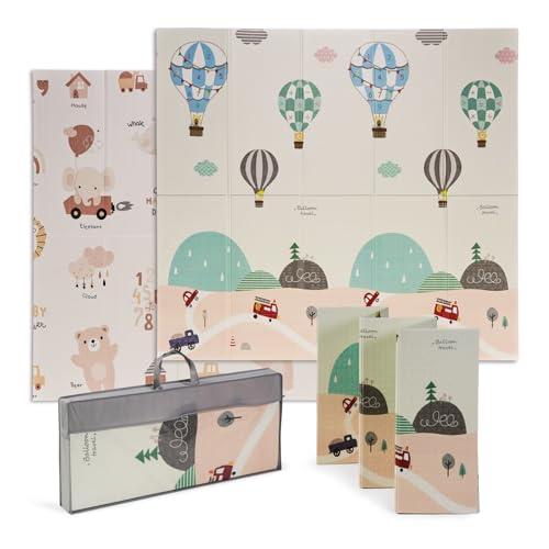 Buddy Baby - Tapis de jeu XXL pour bébé, 180 x 200 cm, double face, rembourré, pliable et avec sac de transport - Dès la naissance...
