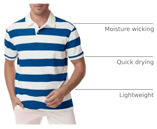 Polo para Hombre, Camisa Deportiva de Verano con Rayas, Manga Corta, Transpirable y de Secado Rápido, Tallas S-3XL miniatura 4