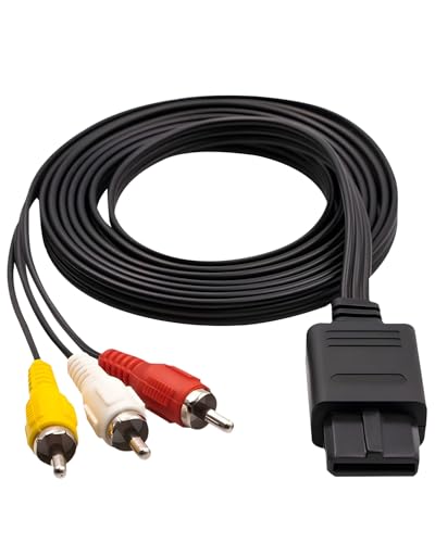 AV Cable, Estéreo Audio Video AV RCA Cable compatible con Super Nintendo 64 N64 NGC Gamecube SNES TV Game, Repuesto Cable de alimentación para Consola de Juegos 1 pieza 1,5m