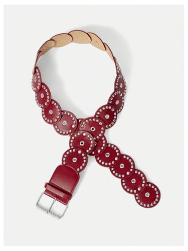 MakeMeChic Women's Faux Leather Wide Disc Buckle Belt Boho Disk Western Waist Belts3