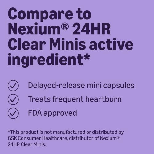 Amazon Basics Esomeprazole Magnesium Delayed-Release Mini Capsules, 20 mg, Acid Reducer, 24 Hour Heartburn Medicine, 42 Count (Previously Care) - image 3