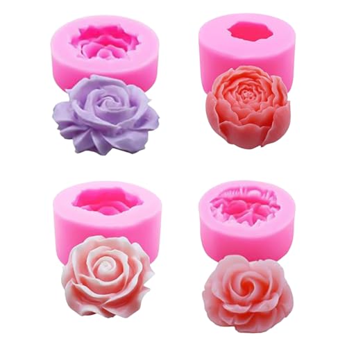 Qwrqwr Molde de silicona 3D para velas, resina epoxi, fondant de calidad alimentaria, ideal para rosas, peonías, claveles y fabricación de velas DIY
