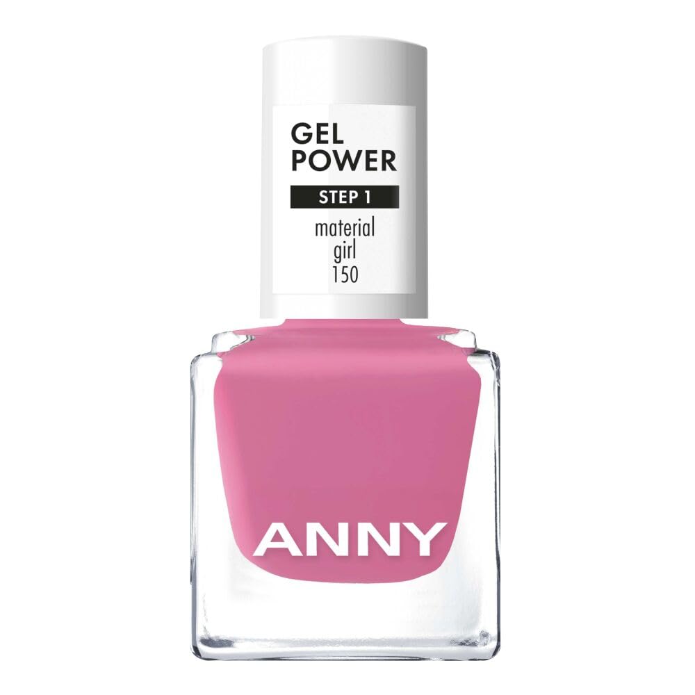 ANNY Gel Power Nail Polish – Gel-Farb-Nagellack ohne UV-Lampe, brillanter Glanz & bis zu 12 Tage Halt, splitter- & kratzresistent, Farbe: Material Girl - Kräftiges Himbeerrosa – 8 ml