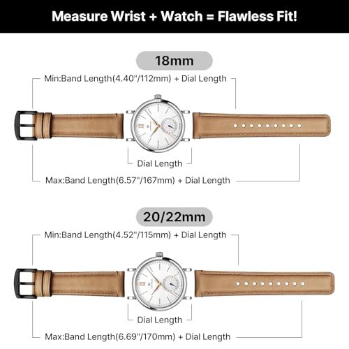Fullmosa 22mm Uhrenarmband Kompatibel mit Samsung Gear S3 Classic/Frontier/Galaxy 46mm, Garmin Venu 3/2, Hellbraun + Rauchgraue Hardware