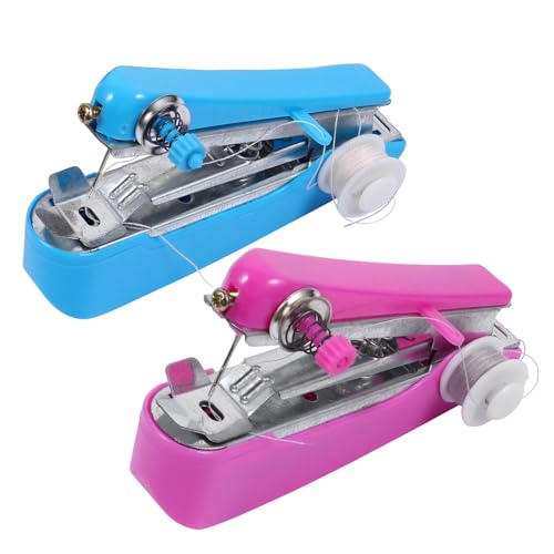Tofficu 2piezas Mini Máquina De Coser Portátil Manual Para Principiantes y Diy Para Ropa Jeans y Manualidades Colores Azul y Rosa Tofficu 2piezas Mini Máquina De Coser Portátil Manual Para Principiantes y Diy Para Ropa Jeans y Manualidades Colores Azul y Rosa