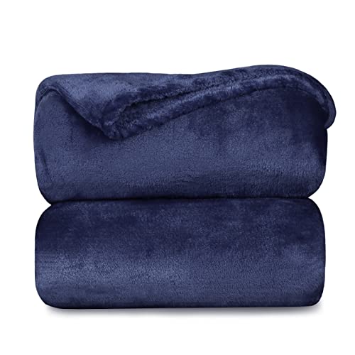 MERCURY TEXTIL - Manta Terciopelo Suave,Mantas Franela, Multiusos (Azul Marino, 160 X 210 CM)