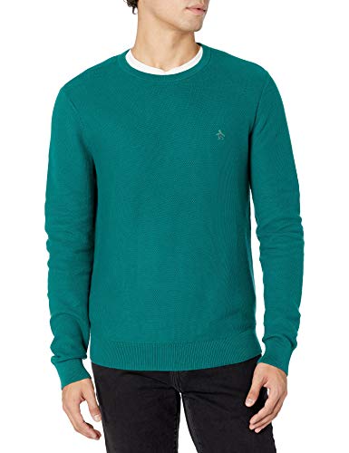 Original Penguin Men's Tuck Stitch Crew Neck Long Sleeve Sweater, Storm, XX Large