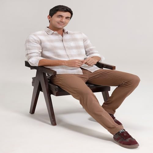 Image of BASICS Cotton-Linen Blended Men's Shirt | Slim Fit | Everyday Smart Casual Wear | Full Sleeve