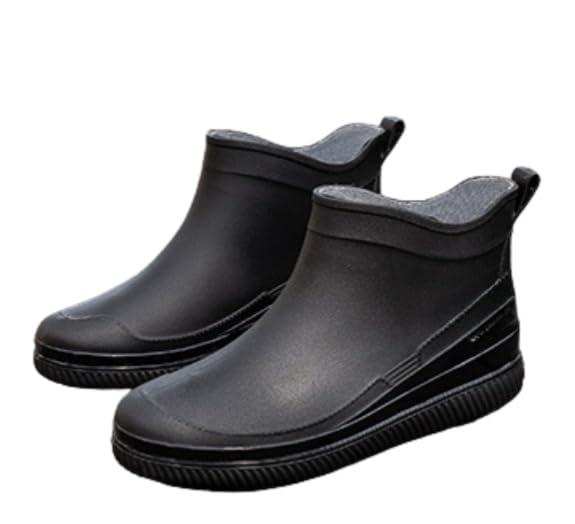 Womens Short Rain Boots - Waterproof Slip on Ankle Chelsea Booties for Rainy Days Daily Errands Practical Footwear