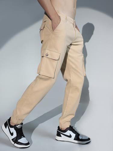 Image of Hubberholme Mens Grey Mid-Rise Cotton Casual Joggers HHMWJS004