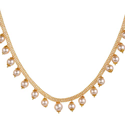 Plated Wedding Pearl Choker Necklace Set (N82087_D1)