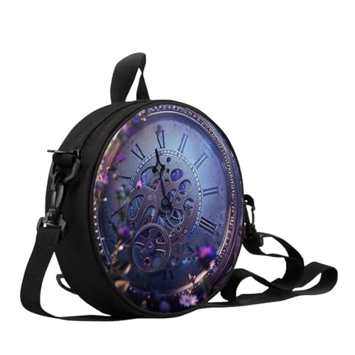 Image of Women Novelty Round Clock Shape Zippered Clock Purses for Women Tote Handbag Shoulder Bag, Gift for Mom Girlfriend