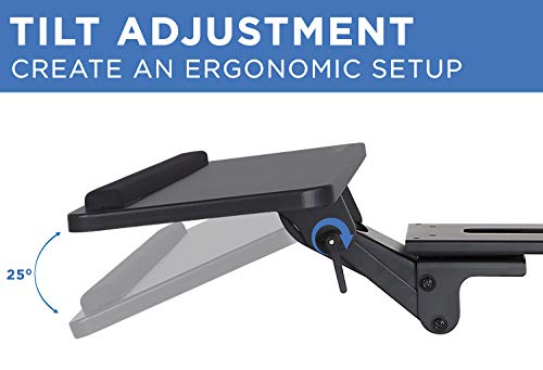 Mount-It! Adjustable Under Desk Keyboard Tray, Ergonomic Computer Keyboard and Mouse Platform with Wrist Rest Pad, Keyboard Slide Out Tray with Height, Tilt and Swivel Adjustment, Black (MI-7132) - Thumbnail 6