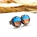 Two Toned with Faux Hammered Metal 10mm Stud Earrings, Handmade, Posts for Sensitive Ears Stud for Women Men Girls (Desert Turquoise and Rose Gold Faux Hammered Metal)