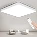 Produktbild SHILOOK Led Deckenleuchte mit Fernbedienung Dimmbar, 24W Deckenlampe Sternenhimmel für Schlafzimmer Küche Wohnzimmer Flur, Flach Weiß Quadratisch 33x33cm
