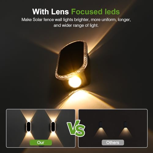 Lampes solaires d'extérieur murales LED pour éclairage de jardin et clôture (Lot de 4)