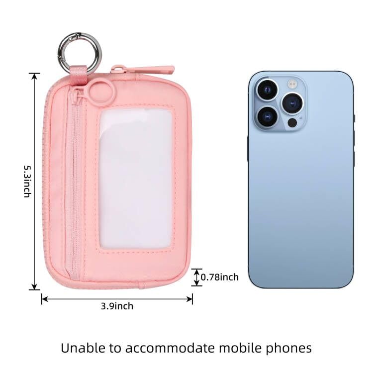 Image of The Iris Wallet Zipper Mini Coin Purse Keychain ID Holder Wallet | Zip Card Case with ID Window Purses for Women Mini Portable Keychain Wallet,Pink