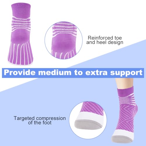 Fefod Medias de Compresión Tobilleros Mujer, 4 PCS Compresión Calcetines Tobilleros con Cusión, 36.5-42 Calcetines Running Antiampollas, para Trabajo, Corriendo y Viajando, M - imagen 6