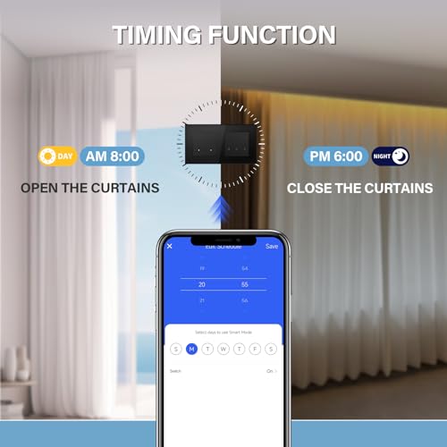 BSEED WIFI 4 Fach 1 Weg Lichtschalter mit Smart Vorhang Schalter Fernbedienung Compatibel mit Google Home und Alexa Neutrale Leitung Benötigt, Schwarz
