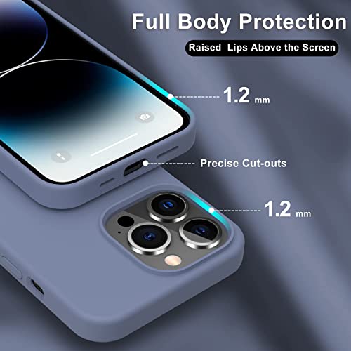 Image of DIZORO Microfiber Candy Case Compatible for iPhone 14 PRO, Shockproof Slim Back Cover Liquid Silicone Case (Lavender Grey)
