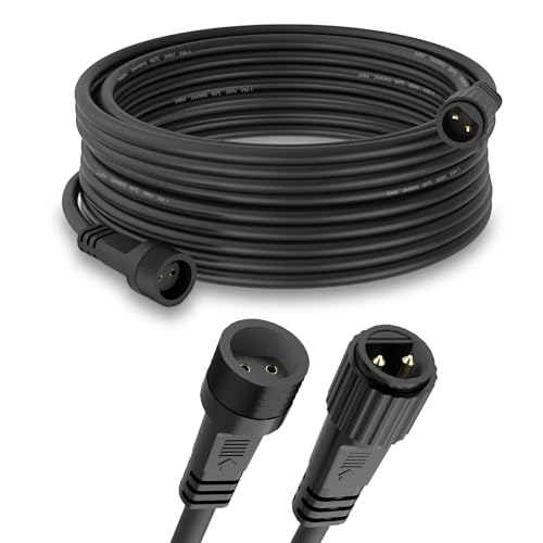 Rallonge Guirlande Exterieure 10M/33Ft, Dalugo 2 Broches IP65 Etanche à l'eau Câble de Rallonge Noir Anti-Corrosion pour Lumières G40, Guirlande Solaire Exterieur, Guirlande Lumineuse de Noël